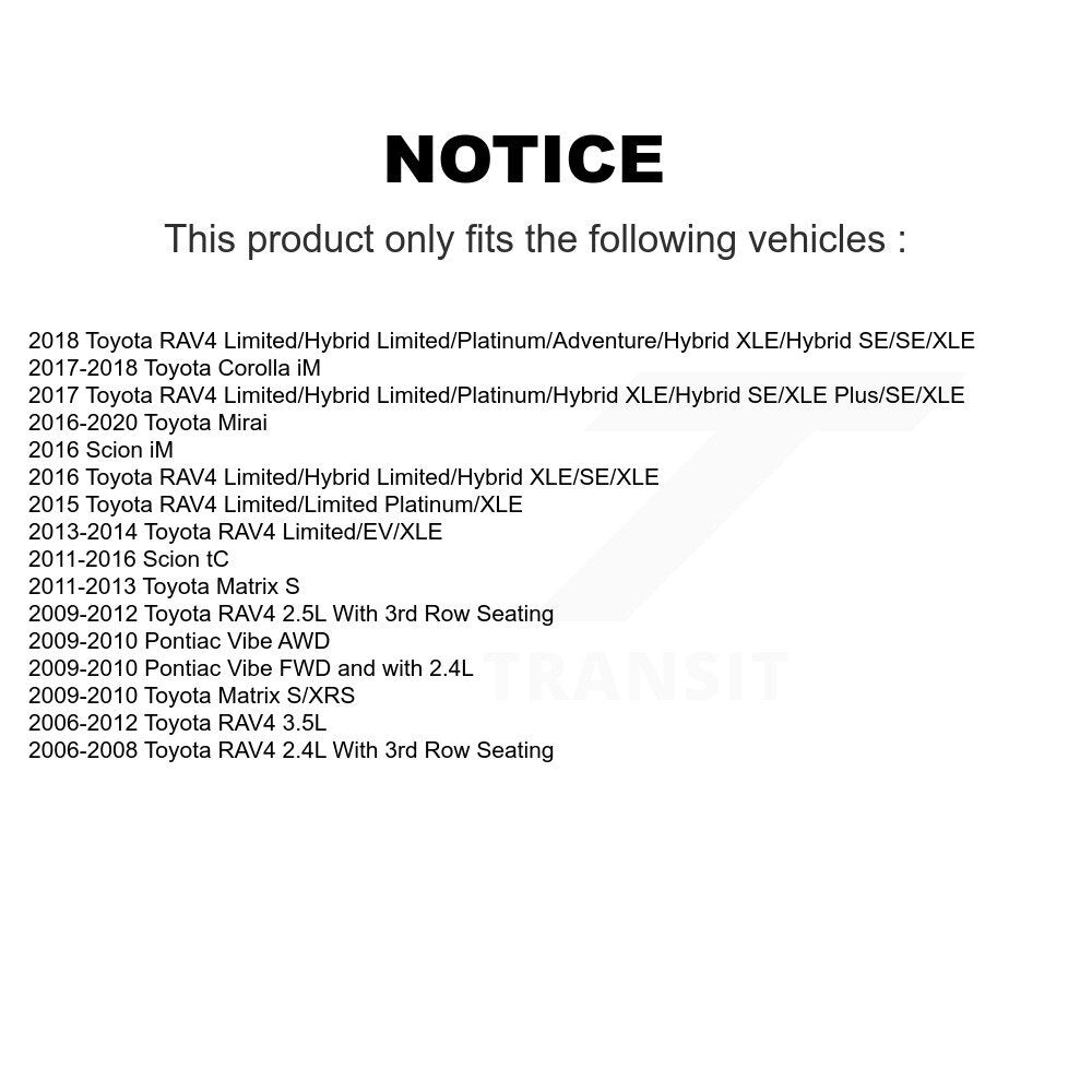[Avant] Kit de Disque et plaquette (semi-métallique) de frein pour Toyota RAV4 Scion tC Matrix Pontiac Vibe Corolla iM Mirai K8F-100465