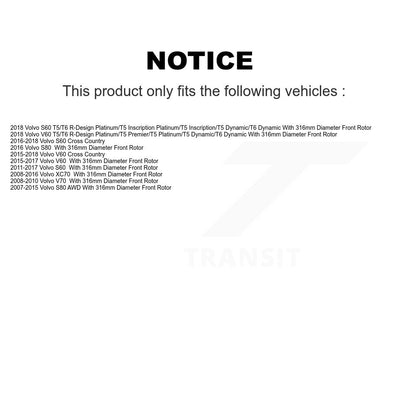 [Avant] Kit de Disque et plaquette (semi-métallique) de frein pour Volvo S60 XC70 S80 V60 Cross Country V70 K8F-100520