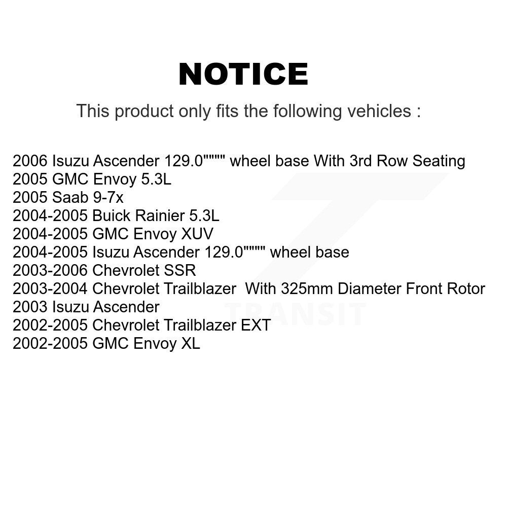 [Avant + Arrière] Kit de Disque et plaquette (semi-métallique) de frein pour Chevrolet Trailblazer GMC EXT Envoy XL Buick Rainier XUV SSR Isuzu Ascender Saab 9-7x K8F-100752