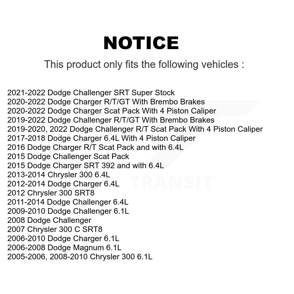 [Avant + Arrière] Kit de Disque et plaquette (semi-métallique) de frein pour Dodge Charger Chrysler 300 Challenger Magnum K8F-100960