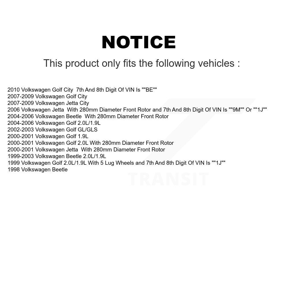 [Avant + Arrière] Kit de Disque et plaquette (semi-métallique) de frein pour Volkswagen Beetle Jetta Golf City K8F-101063