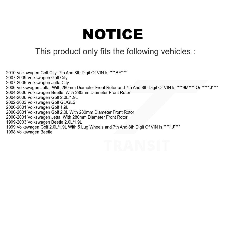 [Avant + Arrière] Kit de Disque et plaquette (semi-métallique) de frein pour Volkswagen Beetle Jetta Golf City K8F-101063