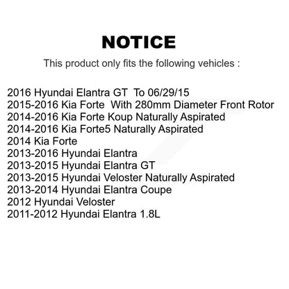 [Avant + Arrière] Kit de Disque et plaquette (semi-métallique) de frein pour Hyundai Elantra Kia Forte Veloster GT Forte5 Coupe Koup K8F-101406