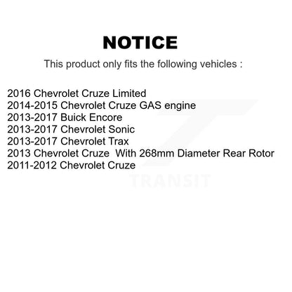 [Arrière] Kit de Disque et plaquette (semi-métallique) de frein pour Chevrolet Cruze Sonic Buick Encore Trax Limited K8F-101562
