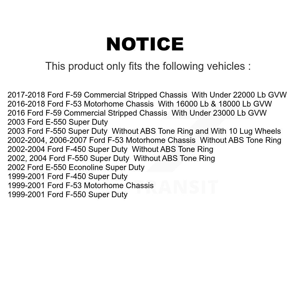 [Arrière] Kit de Disque et plaquette (semi-métallique) de frein pour Ford F-59 Commercial Stripped Chassis E-550 Super Duty F-450 F-550 F-53 Motorhome Econoline K8F-101582