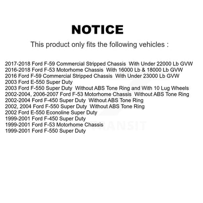 [Arrière] Kit de Disque et plaquette (semi-métallique) de frein pour Ford F-59 Commercial Stripped Chassis E-550 Super Duty F-450 F-550 F-53 Motorhome Econoline K8F-101582