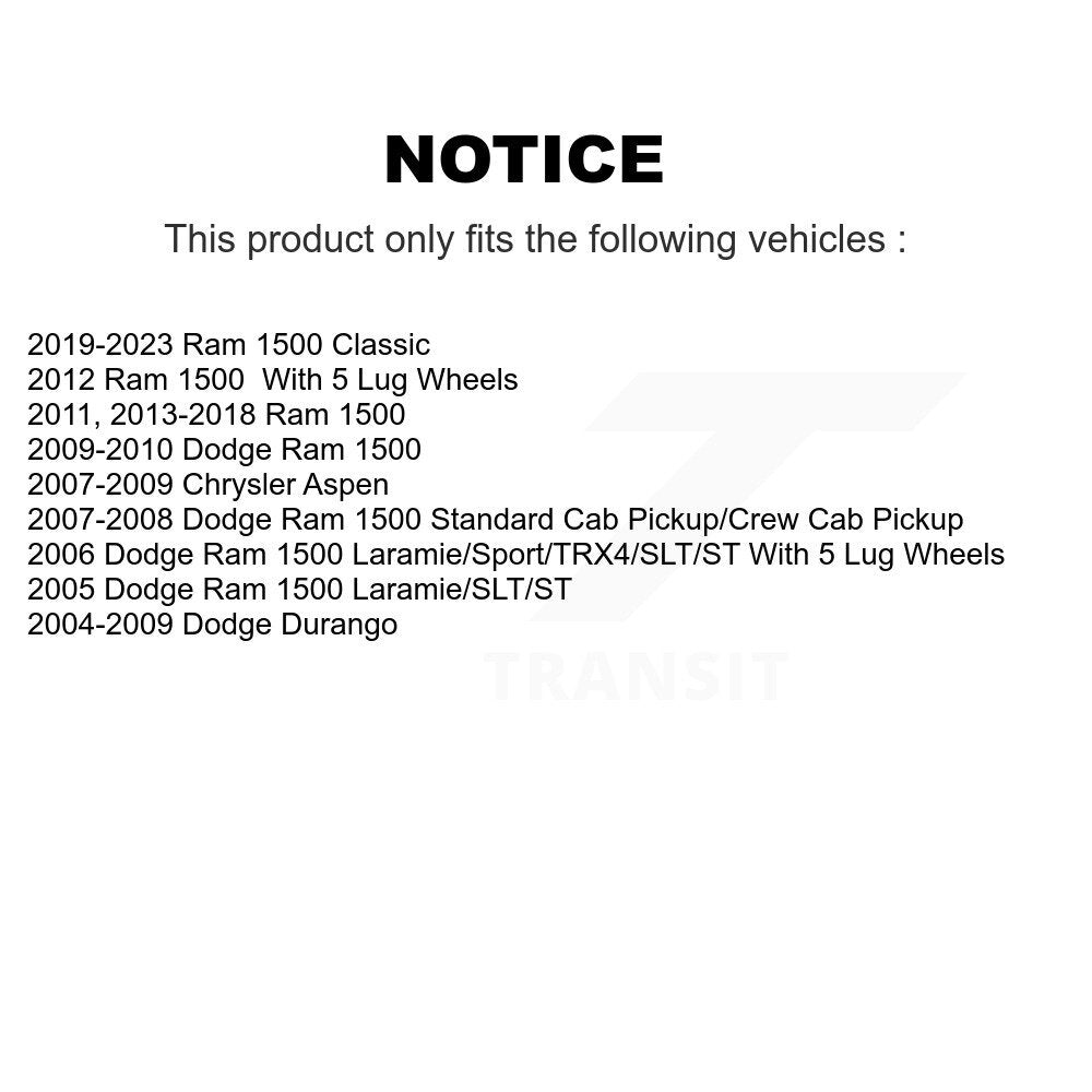 [Arrière] Kit de Disque et plaquette (semi-métallique) de frein pour Ram 1500 Dodge Durango Classic Chrysler Aspen K8F-101647