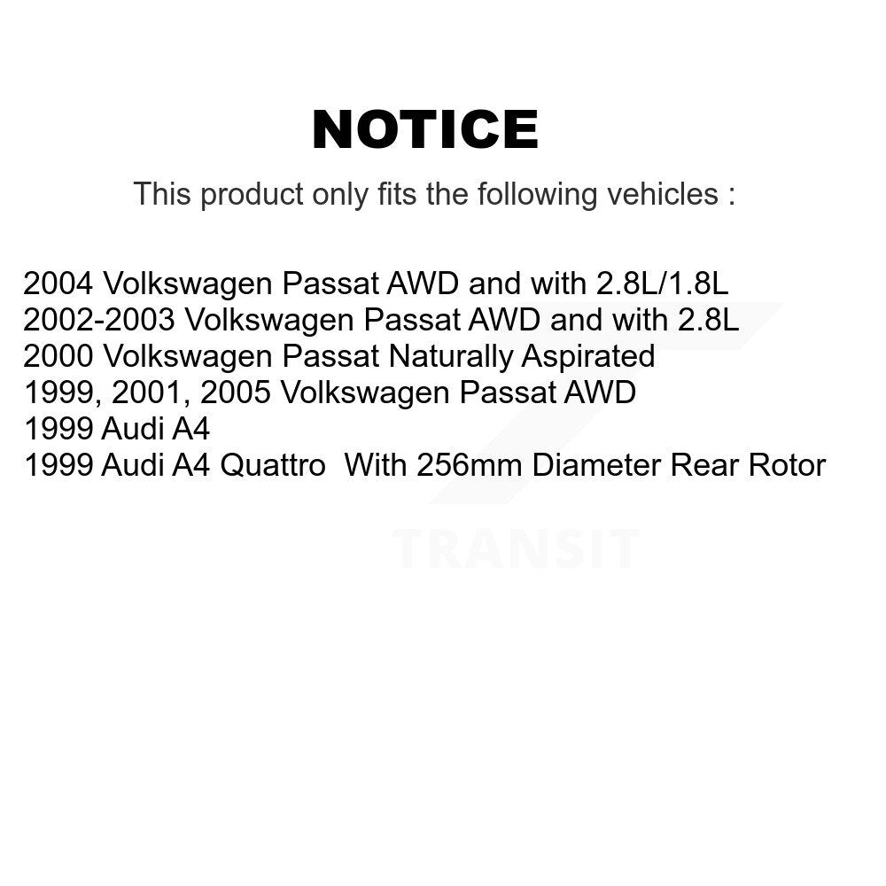 [Arrière] Kit de Disque et plaquette (semi-métallique) de frein pour Volkswagen Passat Audi A4 Quattro K8F-101722
