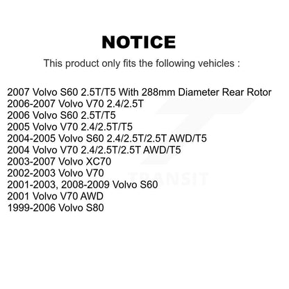 [Arrière] Kit de Disque et plaquette (semi-métallique) de frein pour Volvo S60 V70 XC70 S80 K8F-101735