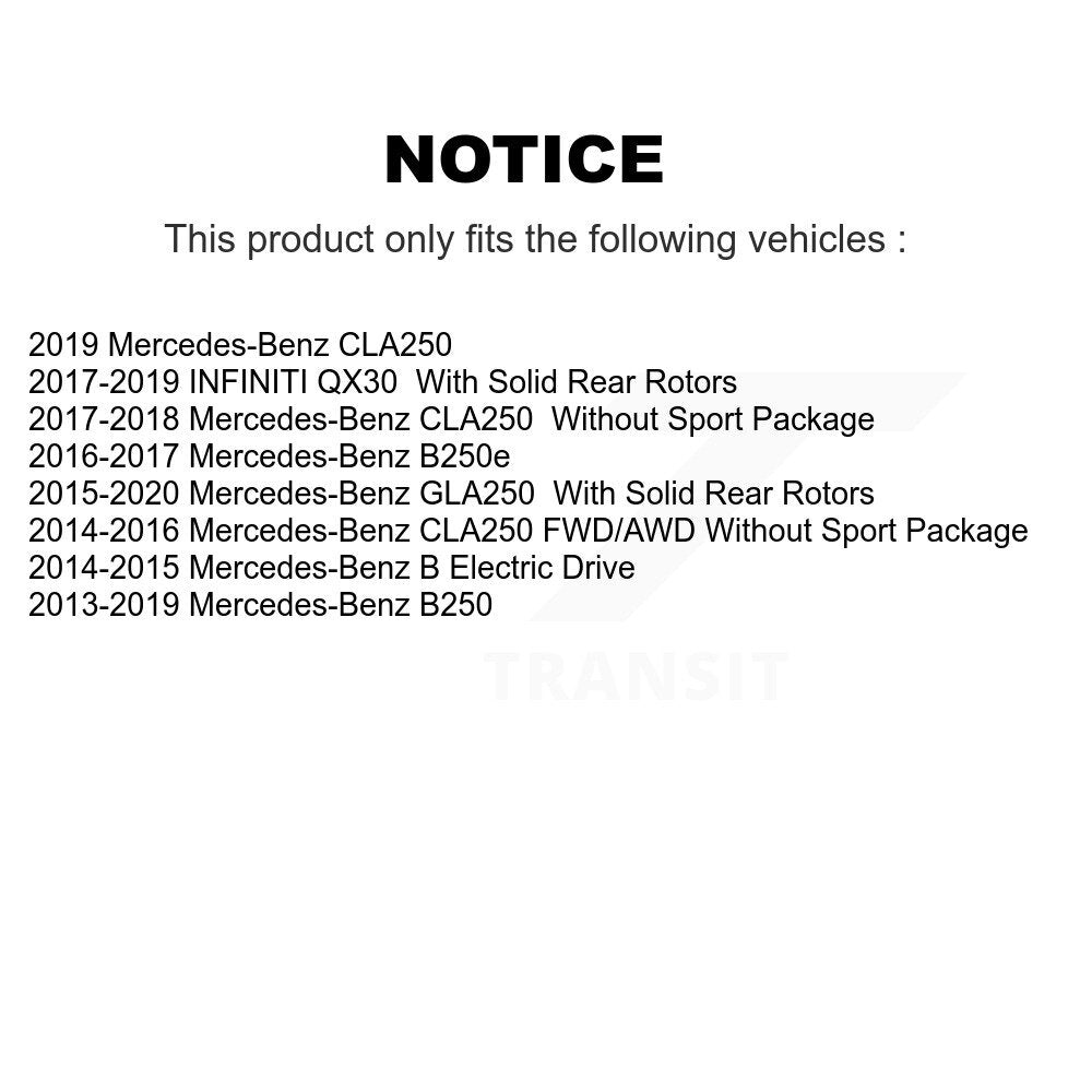 [Arrière] Kit de Disque et plaquette (semi-métallique) de frein pour Mercedes-Benz GLA250 CLA250 INFINITI QX30 B Electric Drive B250e B250 K8F-101952