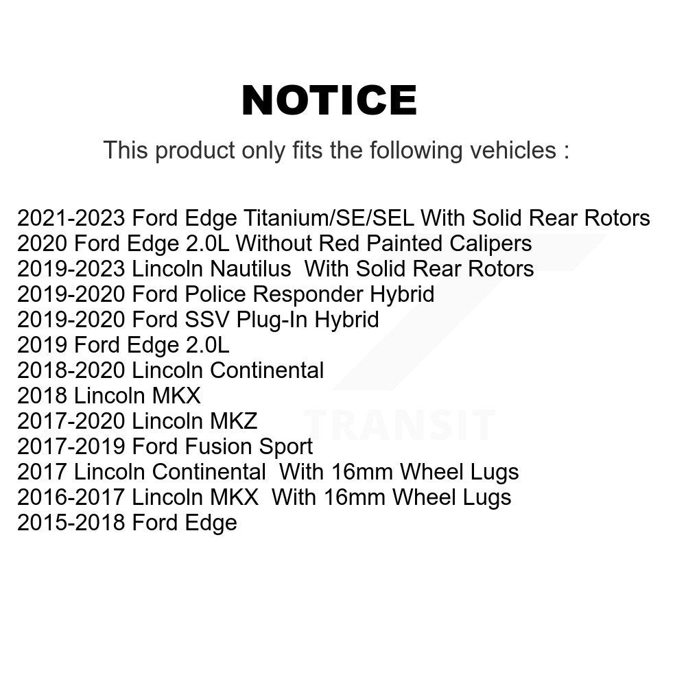[Arrière] Kit de Disque et plaquette (semi-métallique) de frein pour Ford Edge Fusion Lincoln MKX MKZ Nautilus Continental Police Responder Hybrid SSV Plug-In K8F-101976