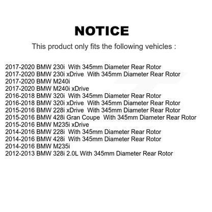 [Arrière] Kit de Disque et plaquette (semi-métallique) de frein pour BMW 328i 428i 320i xDrive 228i M235i 230i Gran Coupe M240i K8F-101978