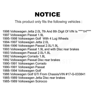 [Arrière] Kit de Disque et plaquette (semi-métallique) de frein pour Volkswagen Jetta Golf Passat Corrado Scirocco K8F-101983