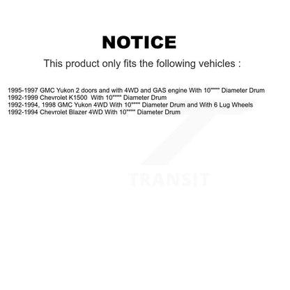 [Avant + Arrière] Kit de Disque et plaquette (semi-métallique) de frein pour Chevrolet K1500 GMC Yukon Blazer avec 10" Diameter K8F-102020