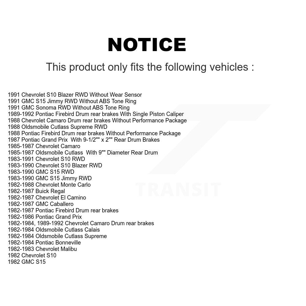 [Avant + Arrière] Kit de Disque et plaquette (semi-métallique) de frein pour Chevrolet S10 Camaro Pontiac Monte Carlo GMC Firebird Blazer El Camino Buick Regal S15 Oldsmobile Cutlass Supreme K8F-102152