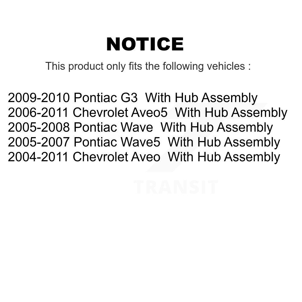 [Avant + Arrière] Kit de Disque et plaquette (semi-métallique) de frein pour Chevrolet Aveo Aveo5 Pontiac G3 Wave Wave5 avec Hub Assembly K8F-102270