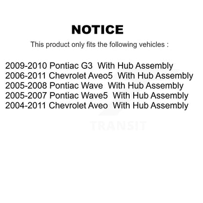 [Avant + Arrière] Kit de Disque et plaquette (semi-métallique) de frein pour Chevrolet Aveo Aveo5 Pontiac G3 Wave Wave5 avec Hub Assembly K8F-102270