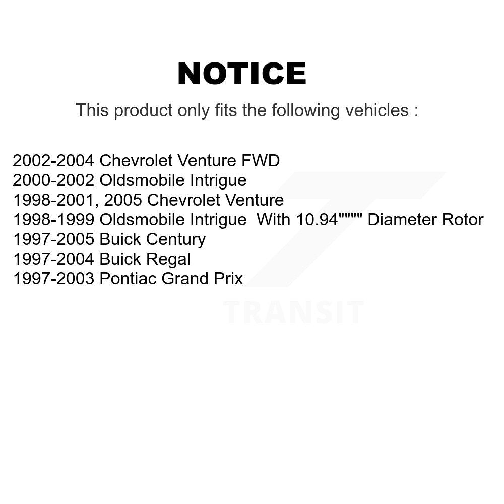 [Avant + Arrière] Kit de Disque et plaquette (semi-métallique) de frein pour Buick Century Pontiac Grand Prix Chevrolet Venture Regal Oldsmobile Intrigue K8F-102864