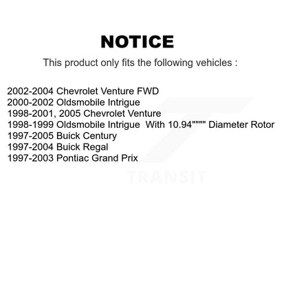 [Avant + Arrière] Kit de Disque et plaquette (semi-métallique) de frein pour Buick Century Pontiac Grand Prix Chevrolet Venture Regal Oldsmobile Intrigue K8F-102864