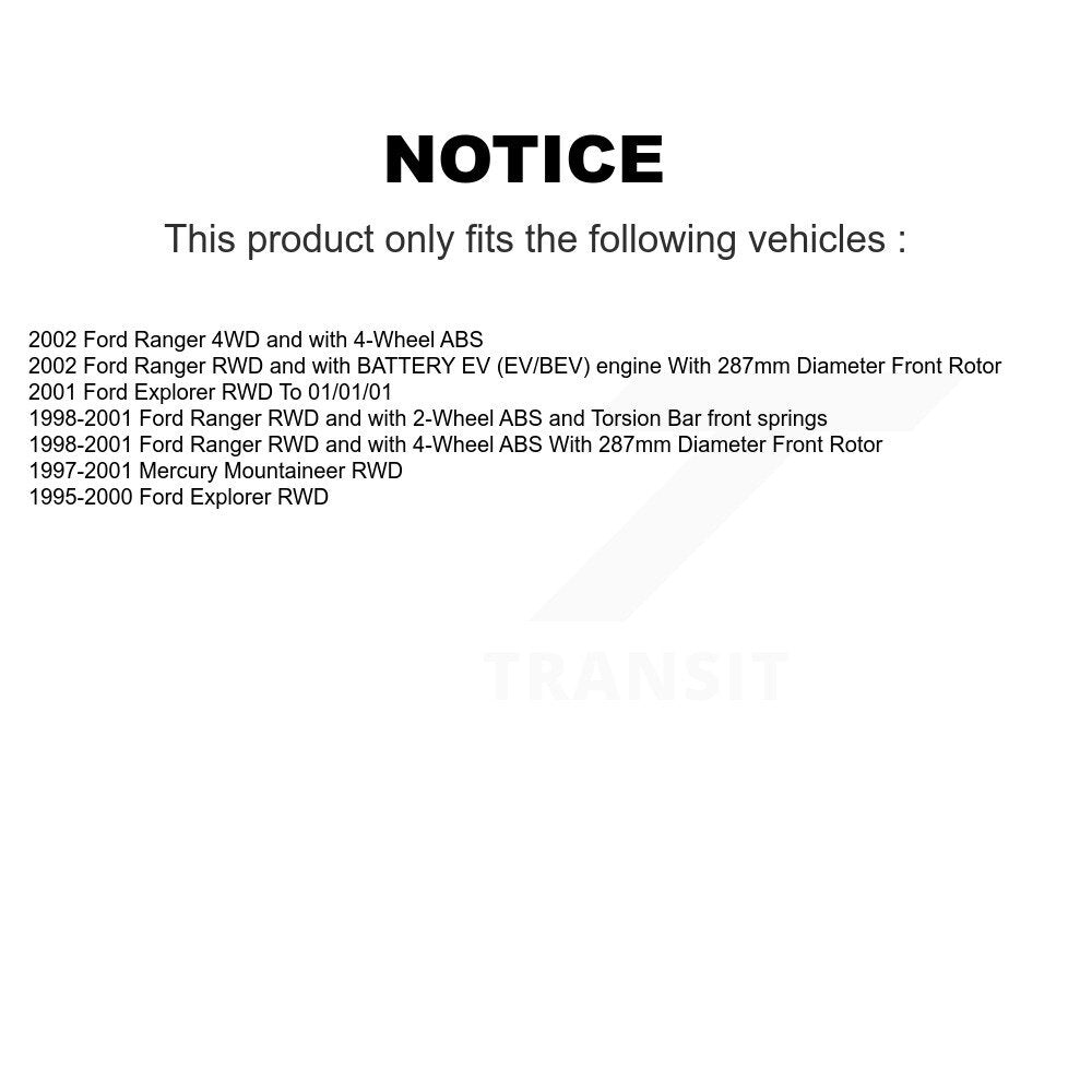 [Avant + Arrière] Kit de Disque et plaquette (semi-métallique) de frein pour Ford Ranger Explorer Mercury Mountaineer K8F-102957