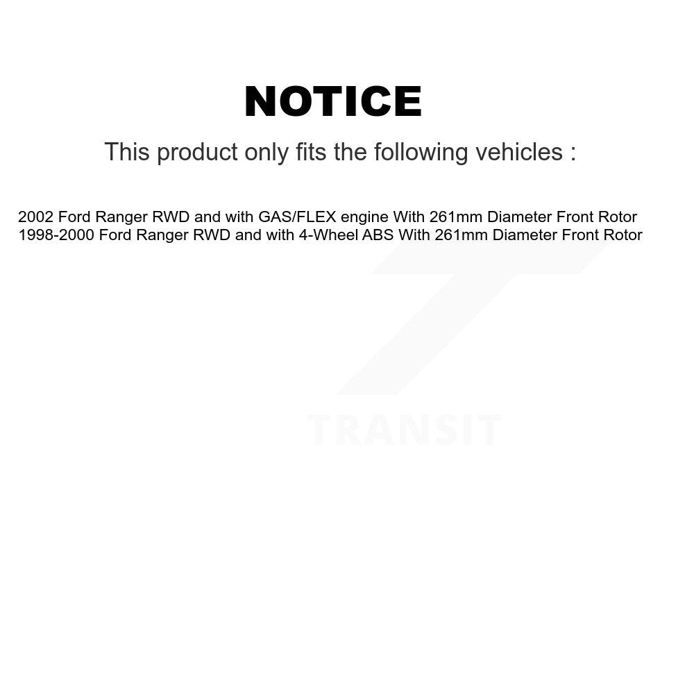 [Avant + Arrière] Kit de Disque et plaquette (semi-métallique) de frein pour Ford Ranger avec 261mm Diameter Rotor K8F-102962