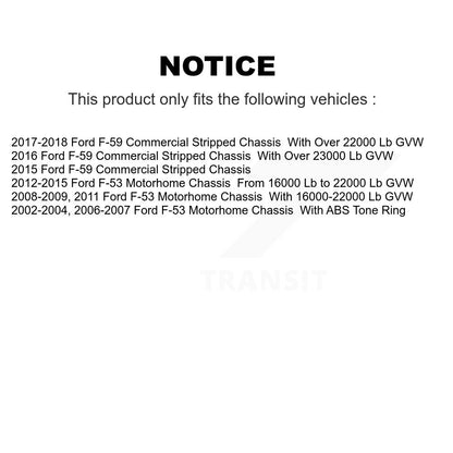 [Avant + Arrière] Kit de Disque et plaquette (semi-métallique) de frein pour Ford F-59 Commercial Stripped Chassis F-53 Motorhome K8F-103016