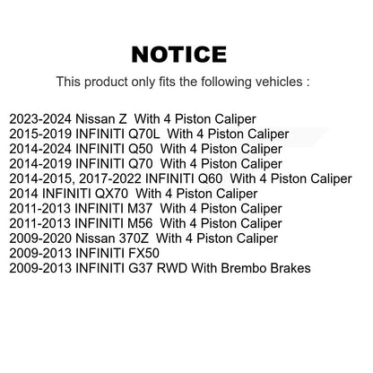 [Avant] Kit de Disque et plaquette (semi-métallique) de frein pour INFINITI G37 Q50 Nissan 370Z Q60 M37 Q70 Q70L QX70 M56 FX50 Z K8F-103049