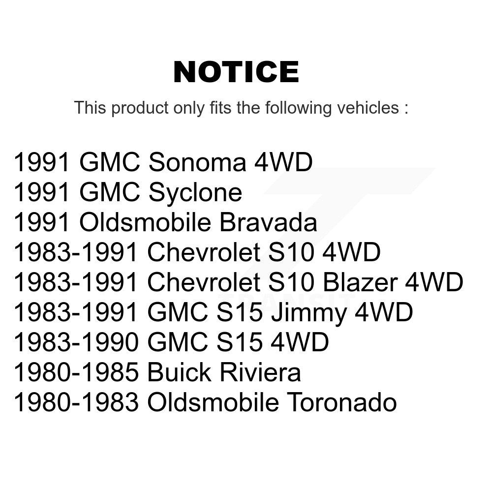 [Avant + Arrière] Kit de Disque et plaquette (semi-métallique) de frein pour Chevrolet S10 Blazer GMC S15 Jimmy Sonoma Buick Riviera Oldsmobile Toronado Syclone Bravada K8F-103348