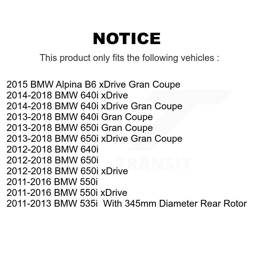 [Arrière] Kit de Disque et plaquette (semi-métallique) de frein pour BMW 535i 550i xDrive 650i 640i Gran Coupe Alpina B6 K8F-103598