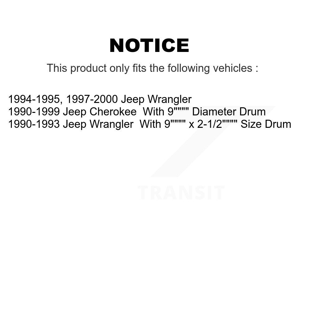 [Arrière] Kit de Tambour de frein pour Jeep Wrangler Cherokee K8N-100071