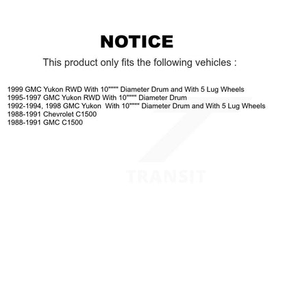 [Arrière] Kit de Tambour de frein pour C1500 Chevrolet GMC Yukon K8N-100074