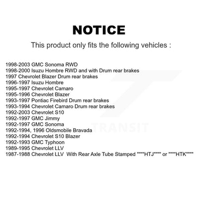 [Arrière] Kit de Tambour de frein pour Chevrolet S10 GMC Sonoma Blazer Camaro Jimmy Pontiac Firebird Isuzu Hombre Oldsmobile Bravada Typhoon LLV K8N-100075