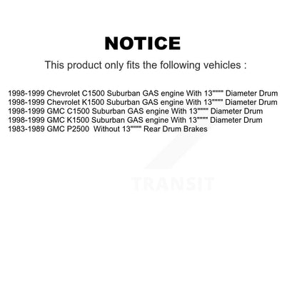 [Arrière] Kit de Tambour de frein pour Chevrolet K1500 Suburban C1500 GMC P2500 K8N-100092