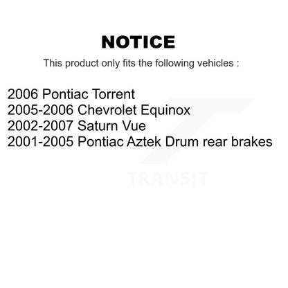 [Arrière] Kit de Tambour de frein pour Saturn Vue Chevrolet Equinox Pontiac Aztek Torrent K8N-100168