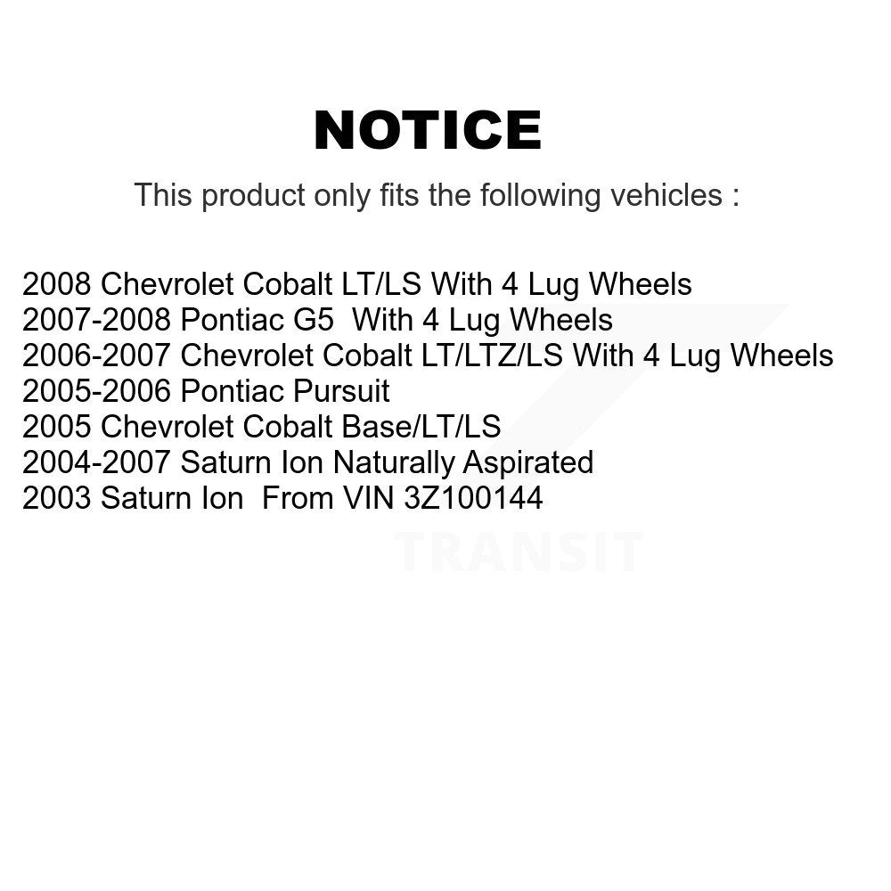[Arrière] Kit de Tambour de frein pour Chevrolet Cobalt Saturn Ion Pontiac G5 Pursuit K8N-100249