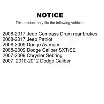 [Arrière] Kit de Tambour de frein pour Jeep Patriot Compass Dodge Caliber Chrysler Sebring Avenger K8N-100382