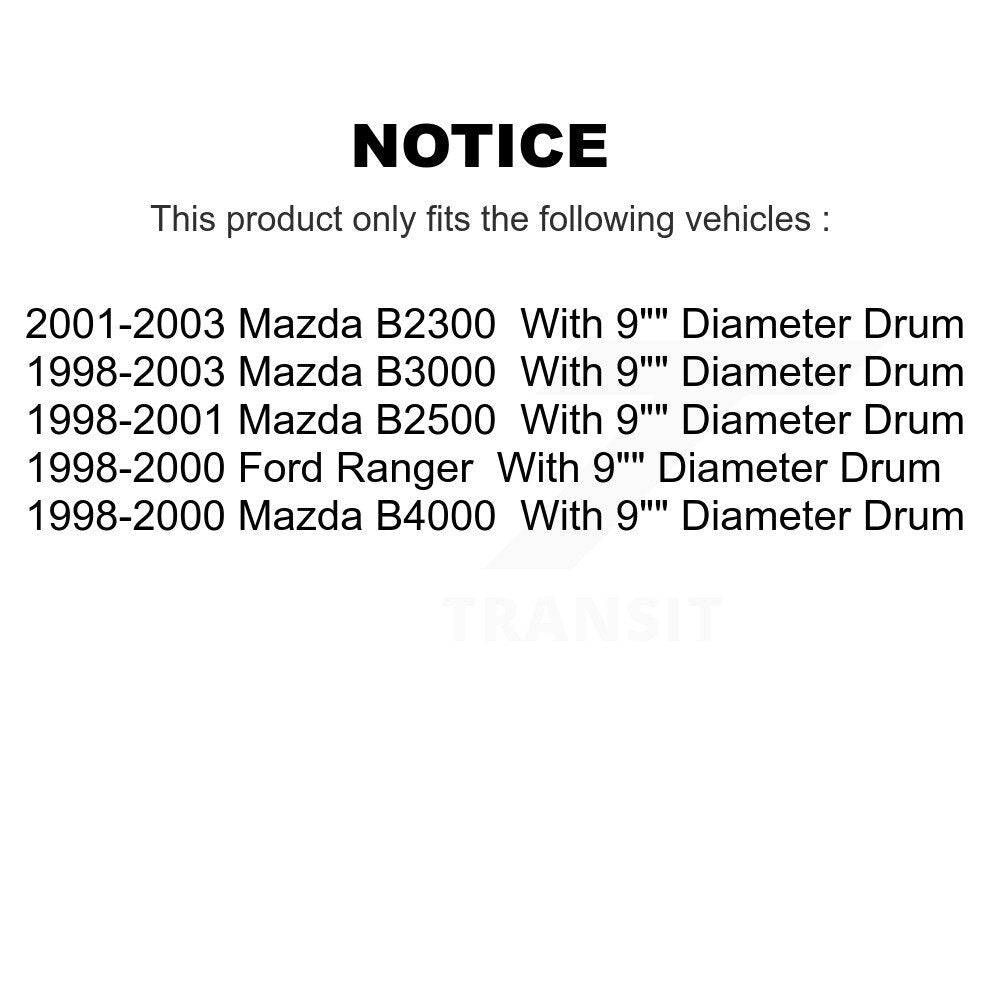 [Arrière] Kit de Tambour de frein pour Ford Ranger Mazda B3000 B2500 B4000 B2300 avec 9" Diameter K8N-100436