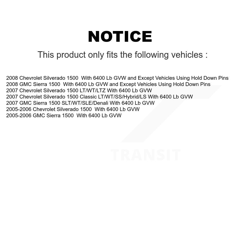 [Arrière] Kit de Tambour de frein pour Chevrolet Silverado 1500 GMC Sierra Classic K8N-100460