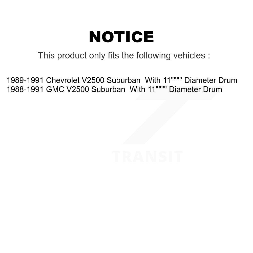 [Arrière] Kit de Tambour de frein pour V2500 Suburban Chevrolet GMC avec 11" Diameter K8N-100527