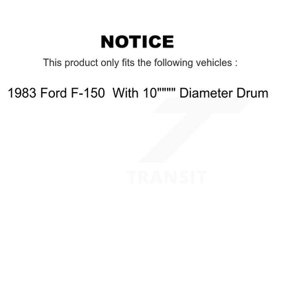 [Arrière] Kit de Tambour de frein pour 1983 Ford F-150 avec 10" Diameter K8N-100621