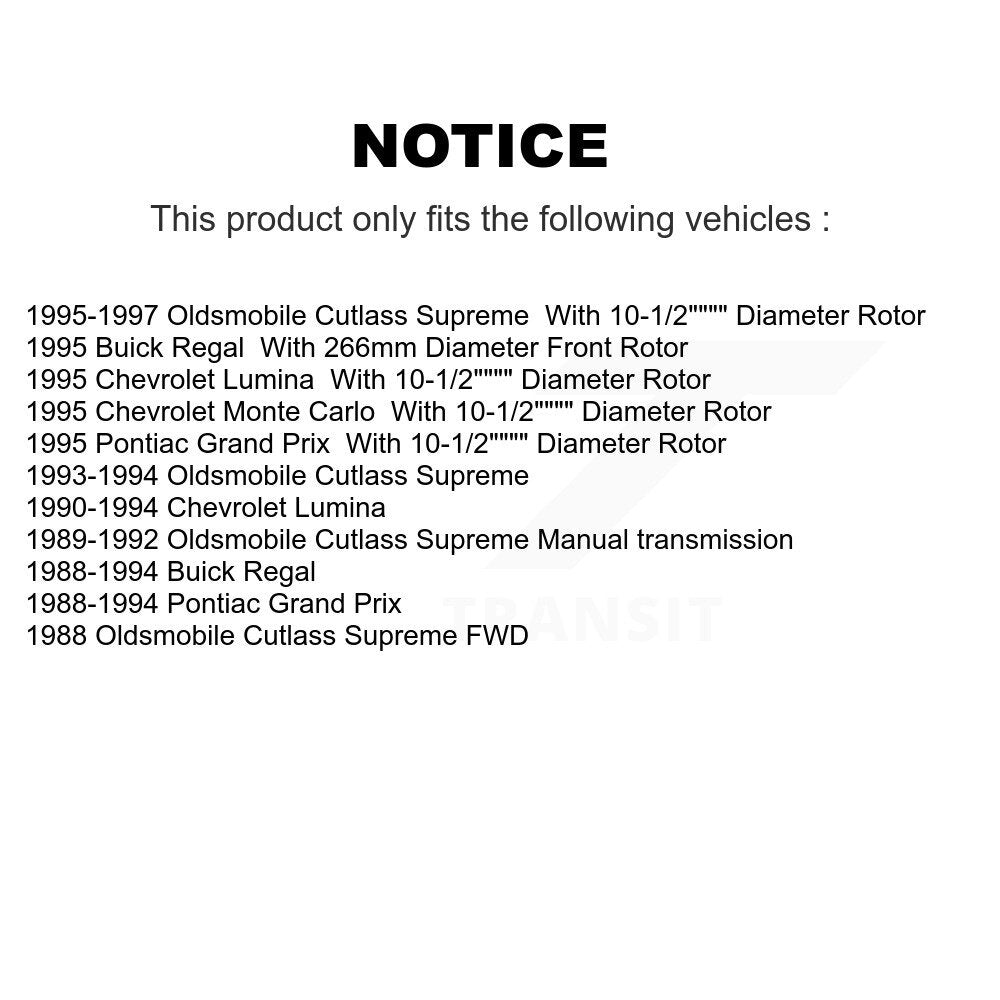 [Avant] Kit de Disque et plaquette (semi-métallique) de frein pour Chevrolet Oldsmobile Cutlass Supreme Lumina Buick Regal Pontiac Grand Prix Monte Carlo K8S-100087
