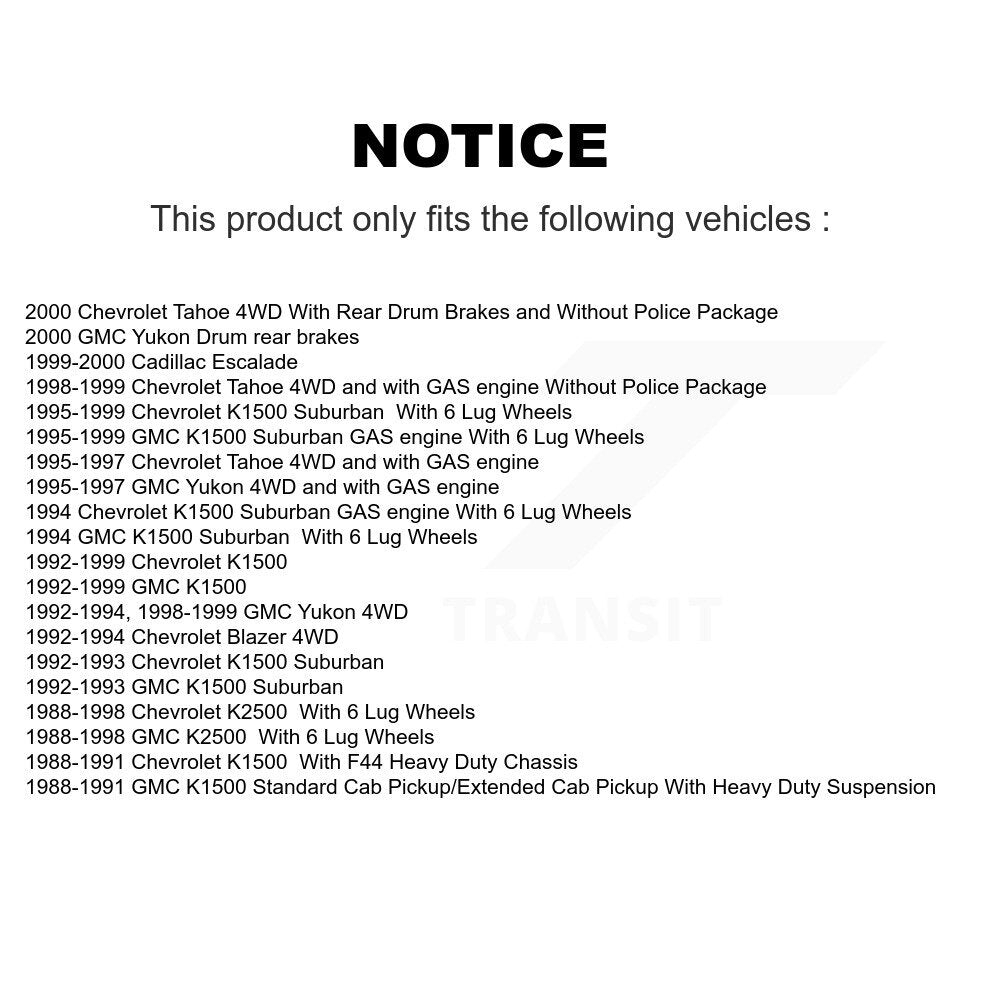[Avant] Kit de Disque et plaquette (semi-métallique) de frein pour Chevrolet K1500 GMC Tahoe K2500 Suburban Yukon Cadillac Escalade Blazer K8S-100088