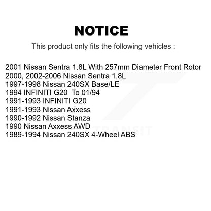 [Avant] Kit de Disque et plaquette (semi-métallique) de frein pour Nissan Sentra 240SX Stanza INFINITI G20 Axxess K8S-100256