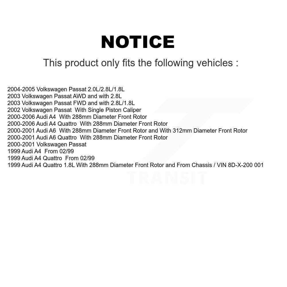 [Avant] Kit de Disque et plaquette (semi-métallique) de frein pour Volkswagen Passat Audi A4 Quattro A6 K8S-100288