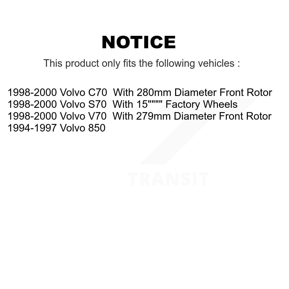 [Avant] Kit de Disque et plaquette (semi-métallique) de frein pour Volvo S70 850 V70 C70 K8S-100296