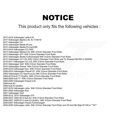 [Avant] Kit de Disque et plaquette (semi-métallique) de frein pour Volkswagen Jetta Beetle CC Passat GTI Eos Audi A3 TT Quattro Golf K8S-100469