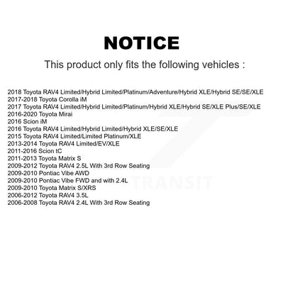 [Avant] Kit de Disque et plaquette (semi-métallique) de frein pour Toyota RAV4 Scion tC Matrix Pontiac Vibe Corolla iM Mirai K8S-100498