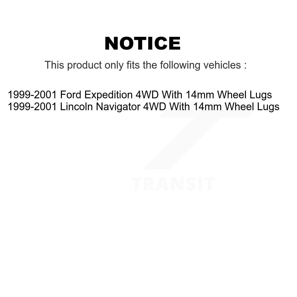 [Avant + Arrière] Kit de Disque et plaquette (semi-métallique) de frein pour 1999-2001 Ford Expedition Lincoln Navigator avec 14mm Wheel Lugs 4WD K8S-100876