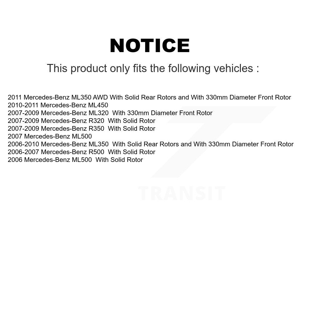 [Avant + Arrière] Kit de Disque et plaquette (semi-métallique) de frein pour Mercedes-Benz ML350 R350 ML500 ML320 R500 R320 ML450 K8S-101293