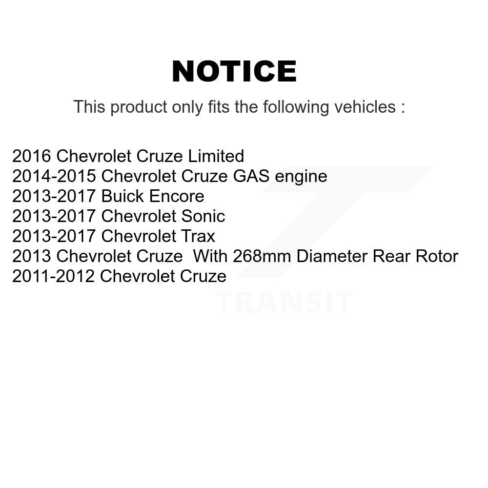 [Arrière] Kit de Disque et plaquette (semi-métallique) de frein pour Chevrolet Cruze Sonic Buick Encore Trax Limited K8S-101571